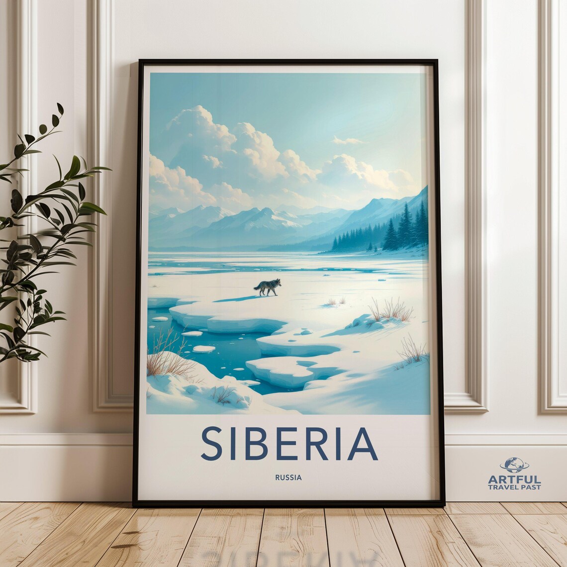 Siberia Winter Landscape Art Print, Mountain Scene