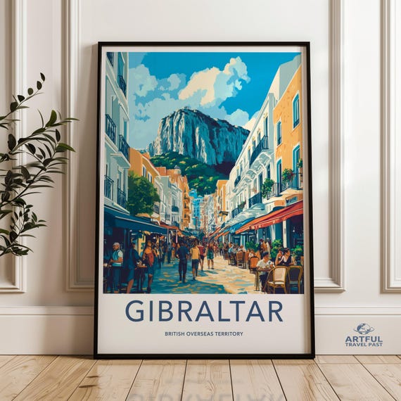 Gibraltar Wall Art British Overseas Territory Print Scenic Street View Poster Vibrant Cityscape Artwork Travel Decor