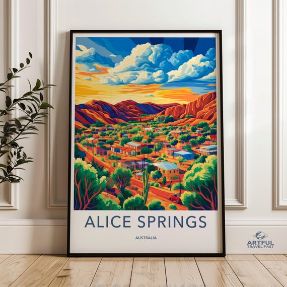 Alice Springs Australia Landscape Wall Art Colorful Scenic Print Vibrant Town Artwork Nature Canvas Home Office Decor
