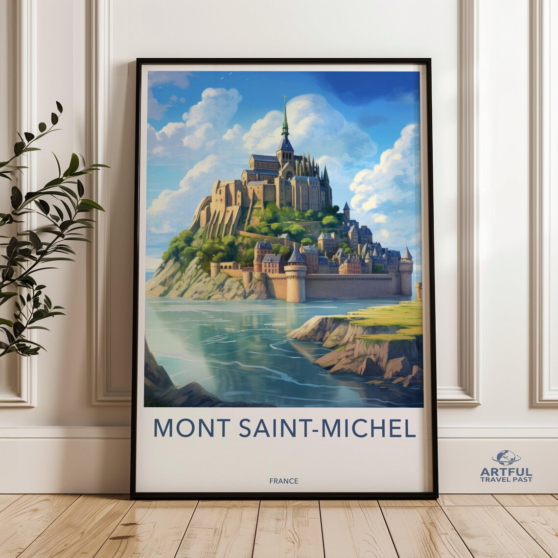 Mont Saint-Michel France Island Abbey Sea View Travel Poster