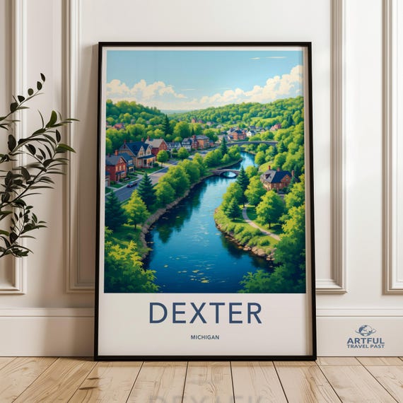 Dexter Michigan Wall Art Travel Poster City Print Tourist Souvenir Decor Landscape