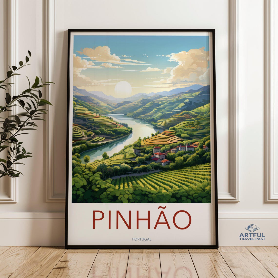 Pinhao Portugal Douro Valley Vineyards River Travel Poster Art