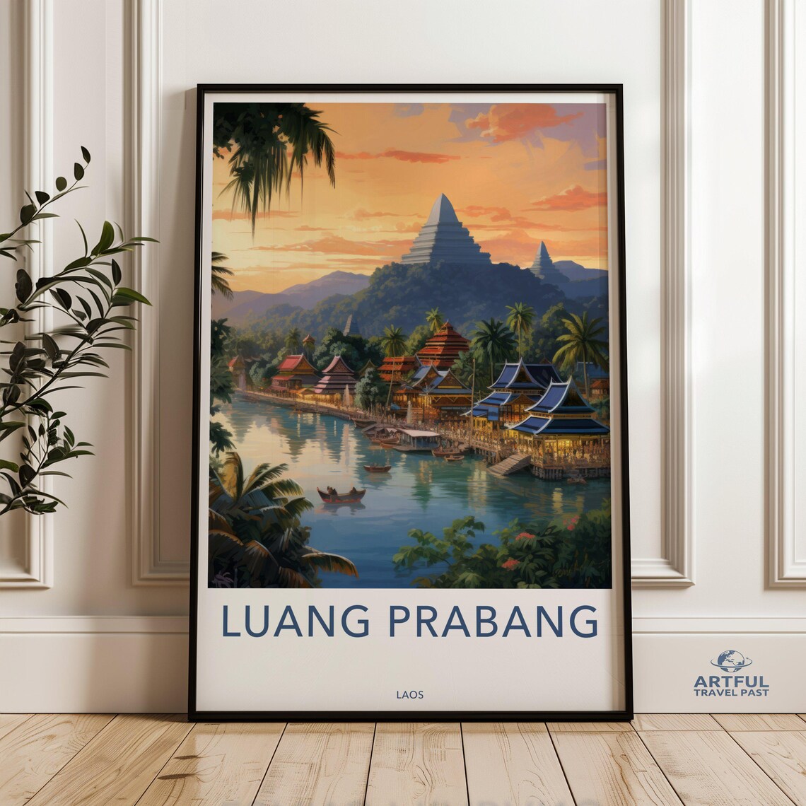 Luang Prabang Travel Poster, Historic Laos Landmark