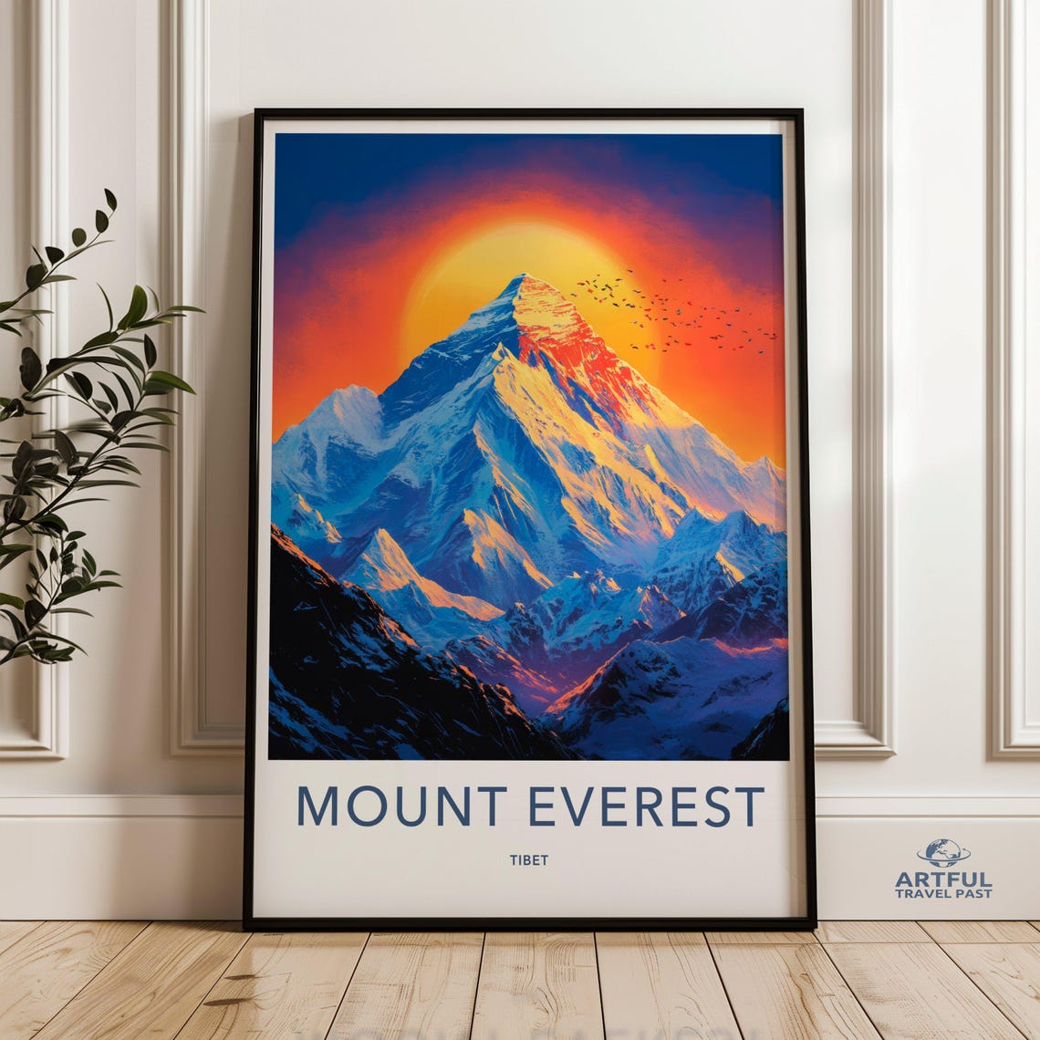 Mount Everest Tibet Sunset Mountain Landscape Art Travel Poster