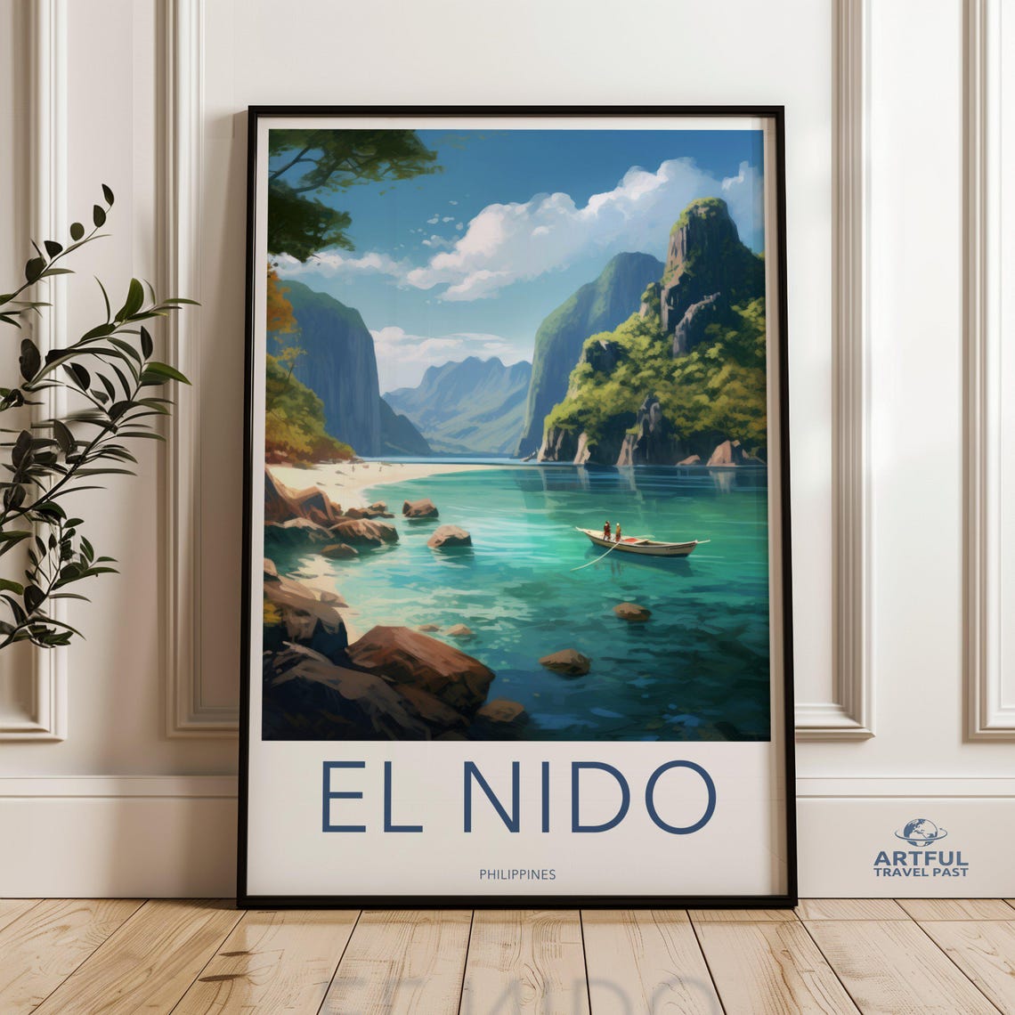 El Nido Philippines Turquoise Lagoon Limestone Cliffs Travel Poster