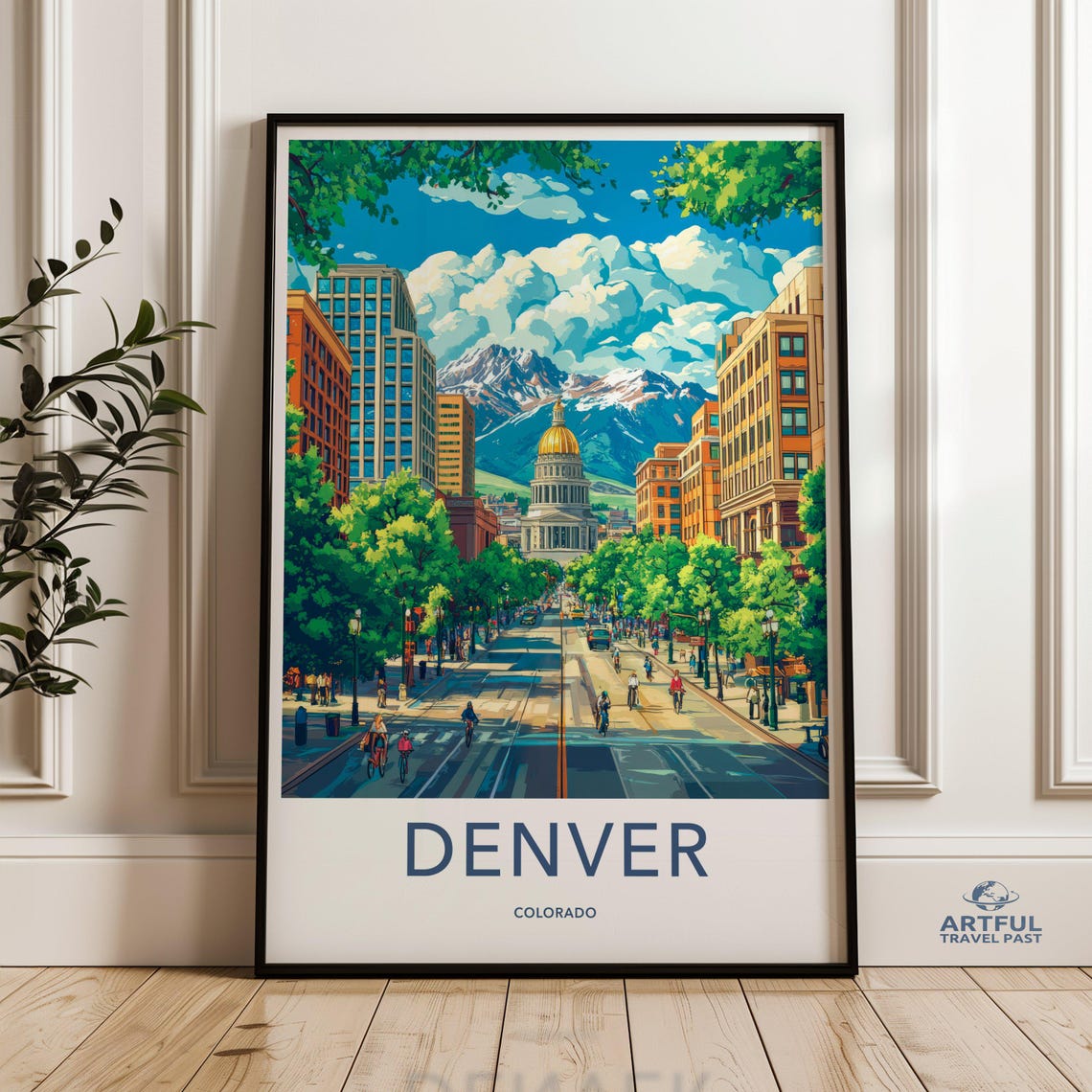 Denver Colorado Capitol Golden Dome Street Mountain City Poster