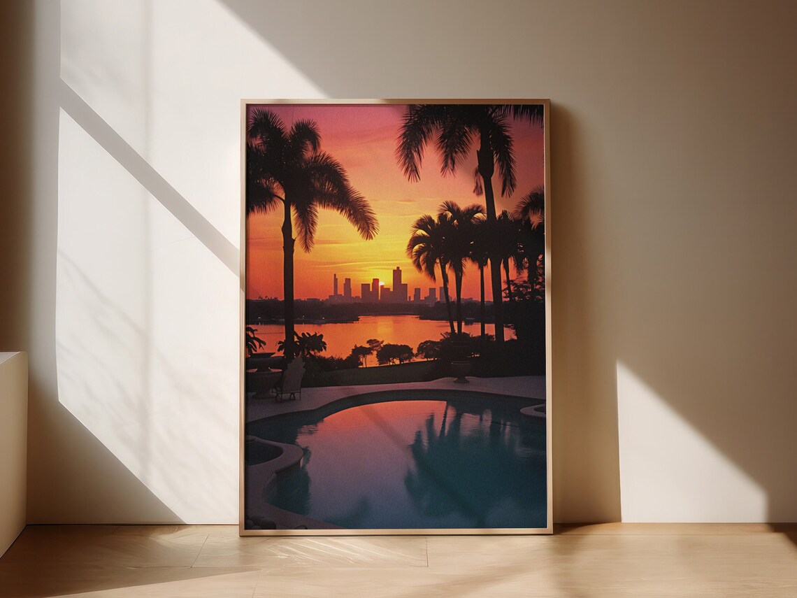Miami Vintage Poster, Tropical Beach Travel Poster