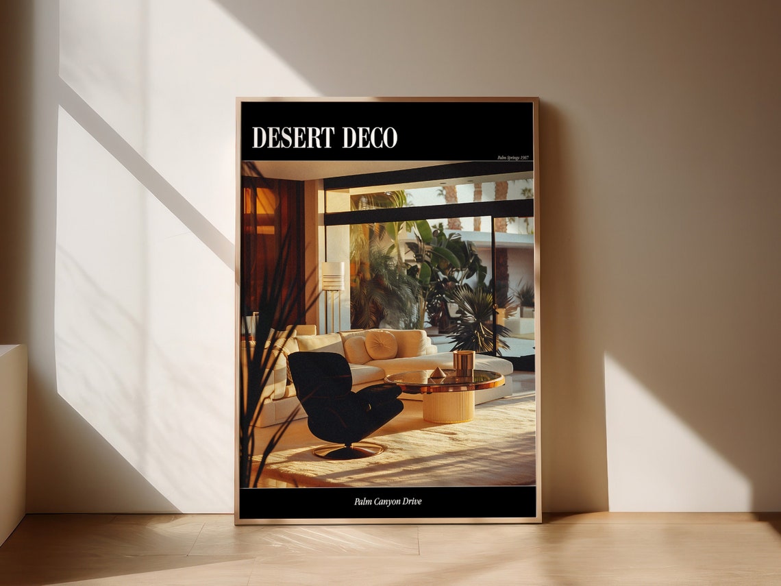 Desert Deco Palm Springs 1987 Mid Century Interior Art Poster
