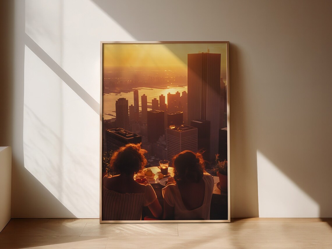 New York City Skyline Poster, Modern Cityscape Art Print