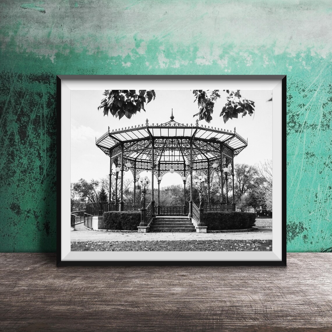 Welles Park Green Gazebo Wrought Iron Lincoln Square Chicago Poster - Image 2