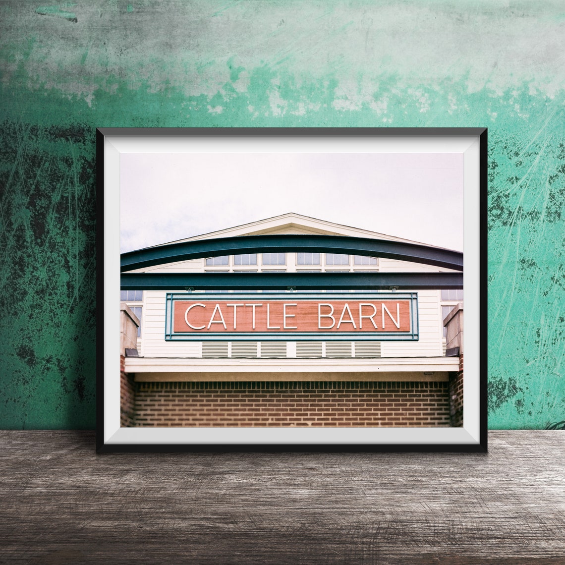 Cattle Barn Vintage Brick Building Sign Farm Photography Poster