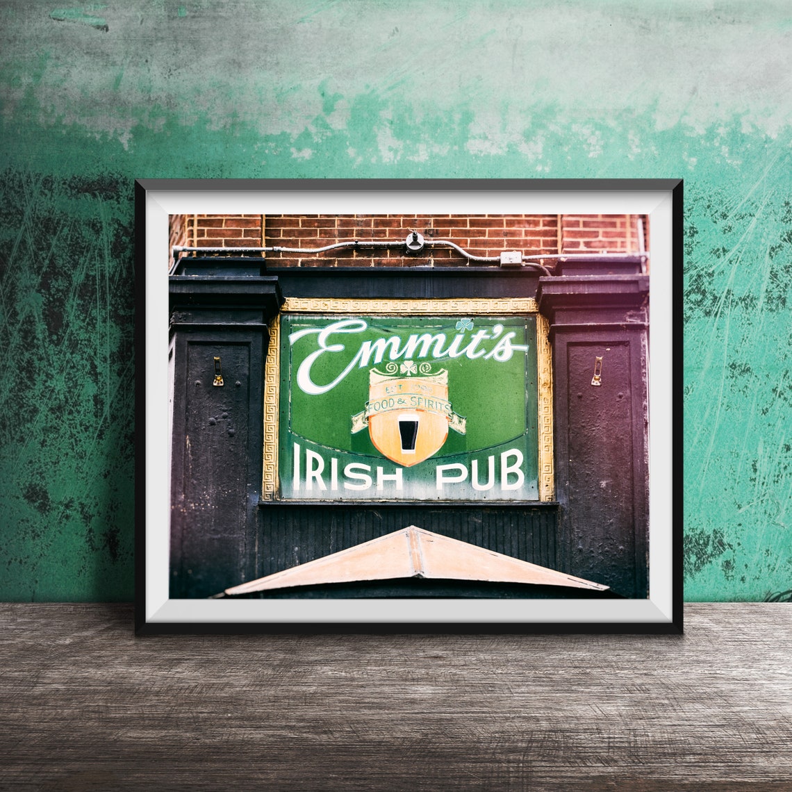 Emmits Irish Pub Food Spirits Vintage Sign Photography Poster