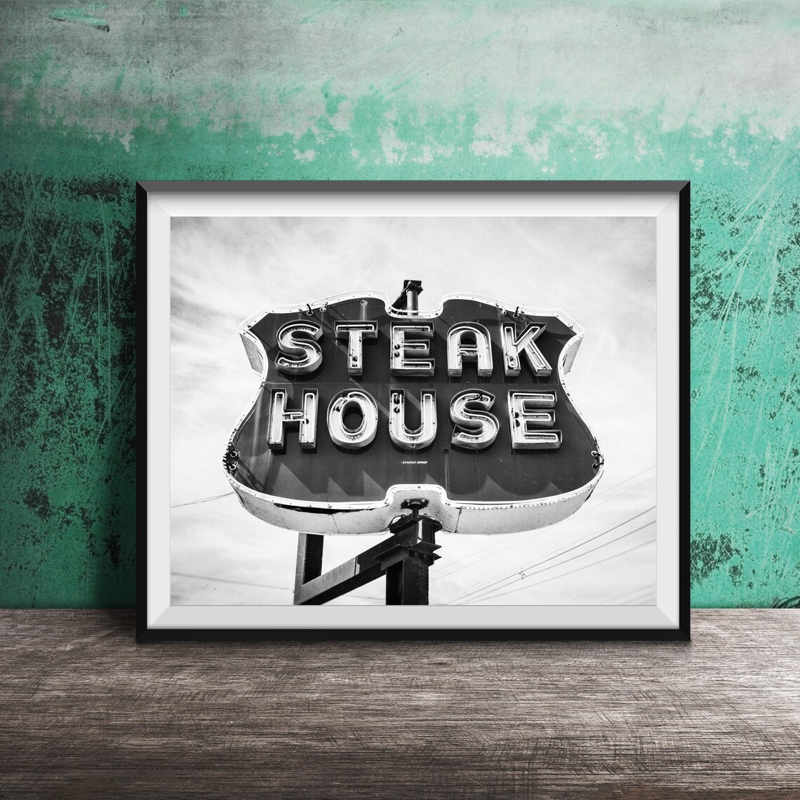 Classic American Steak House Vintage Roadside Neon Sign Poster - Image 2