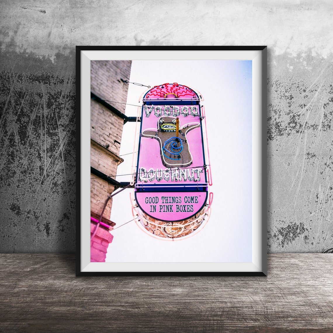 Voodoo Doughnut Pink Neon Sign Good Things In Pink Boxes Poster