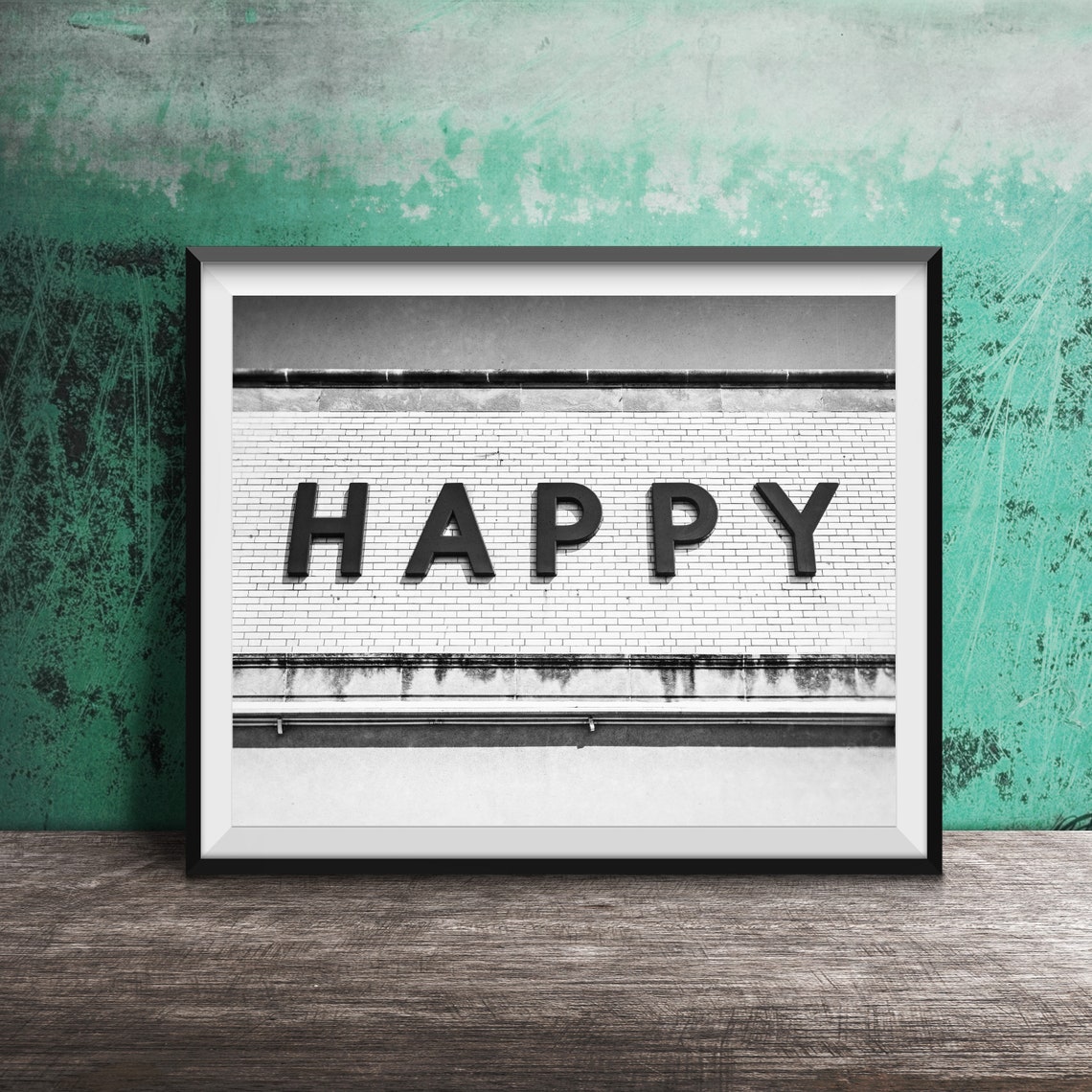 Happy Bold Red Brick Wall Lettering Modern Photography Poster - Image 2