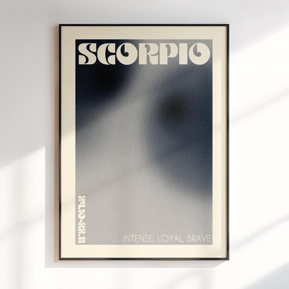 Scorpio Zodiac Sign Gradient Aura Intense Loyal Brave Poster