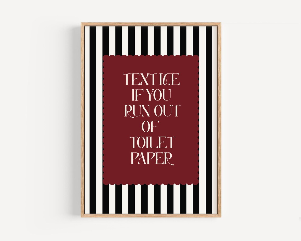 Funny Bathroom Wall Art, Black White Stripe Poster
