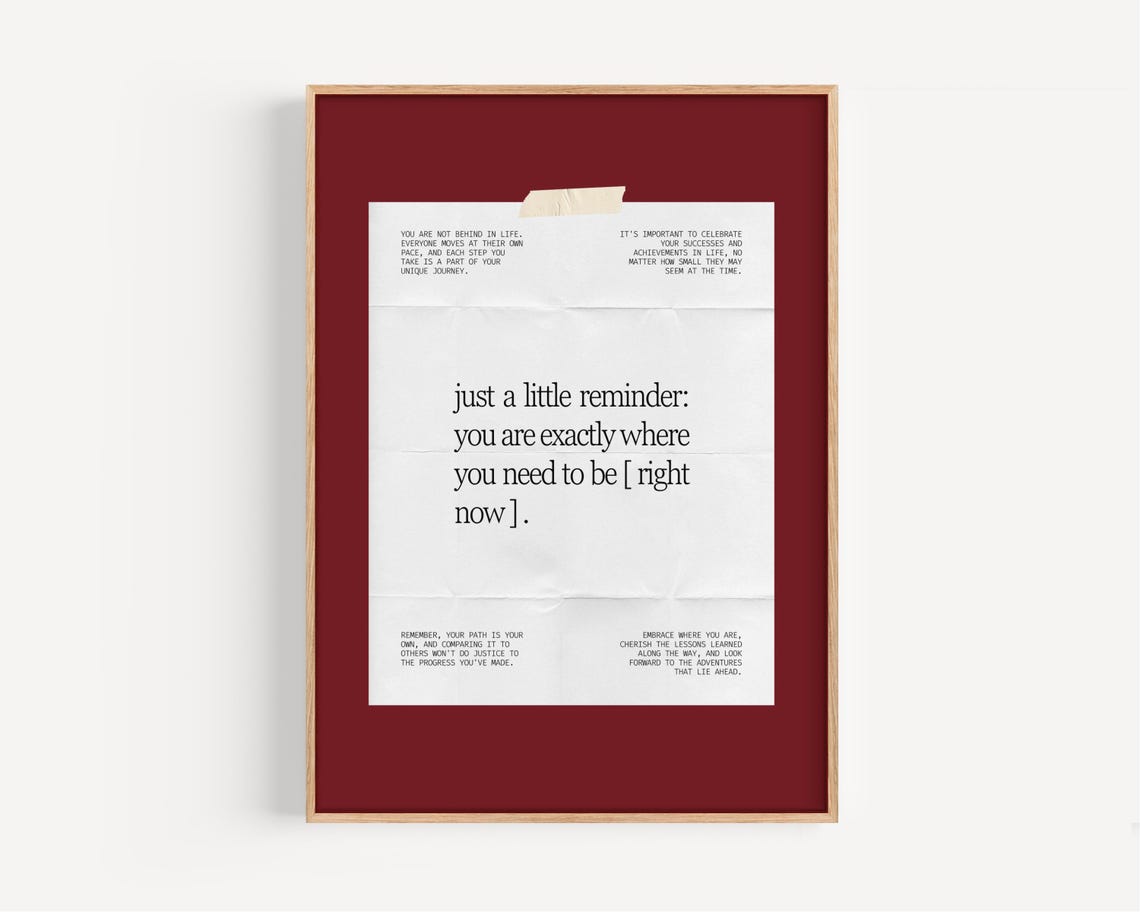 You Are Exactly Where You Need to Be Self Love Affirmation Poster