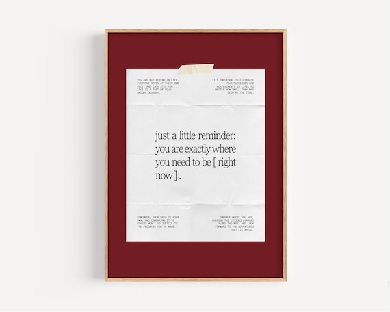 You Are Exactly Where You Need to Be Self Love Affirmation Poster