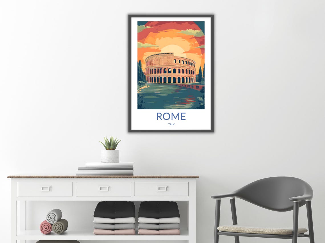 Rome Italy Colosseum Sunset Ancient Landmark Vintage Travel Poster - Image 2
