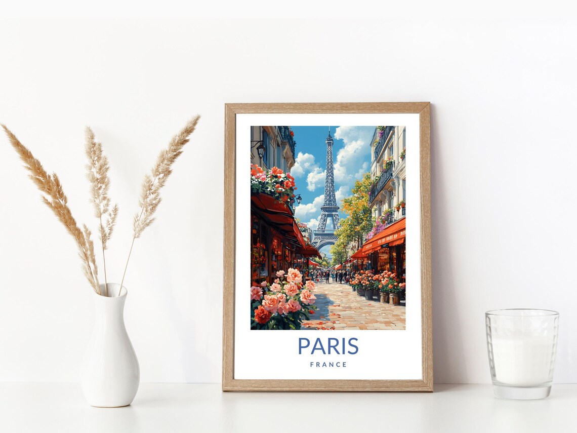 Paris France Eiffel Tower Street Poster Vintage French Travel Artwork - Image 3