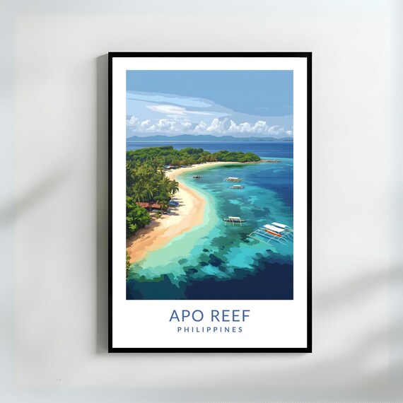 Apo Reef Wall Art Print Mindoro Island Philippines Tropical Beach And Coral Reef Artwork For Coastal Home Decor