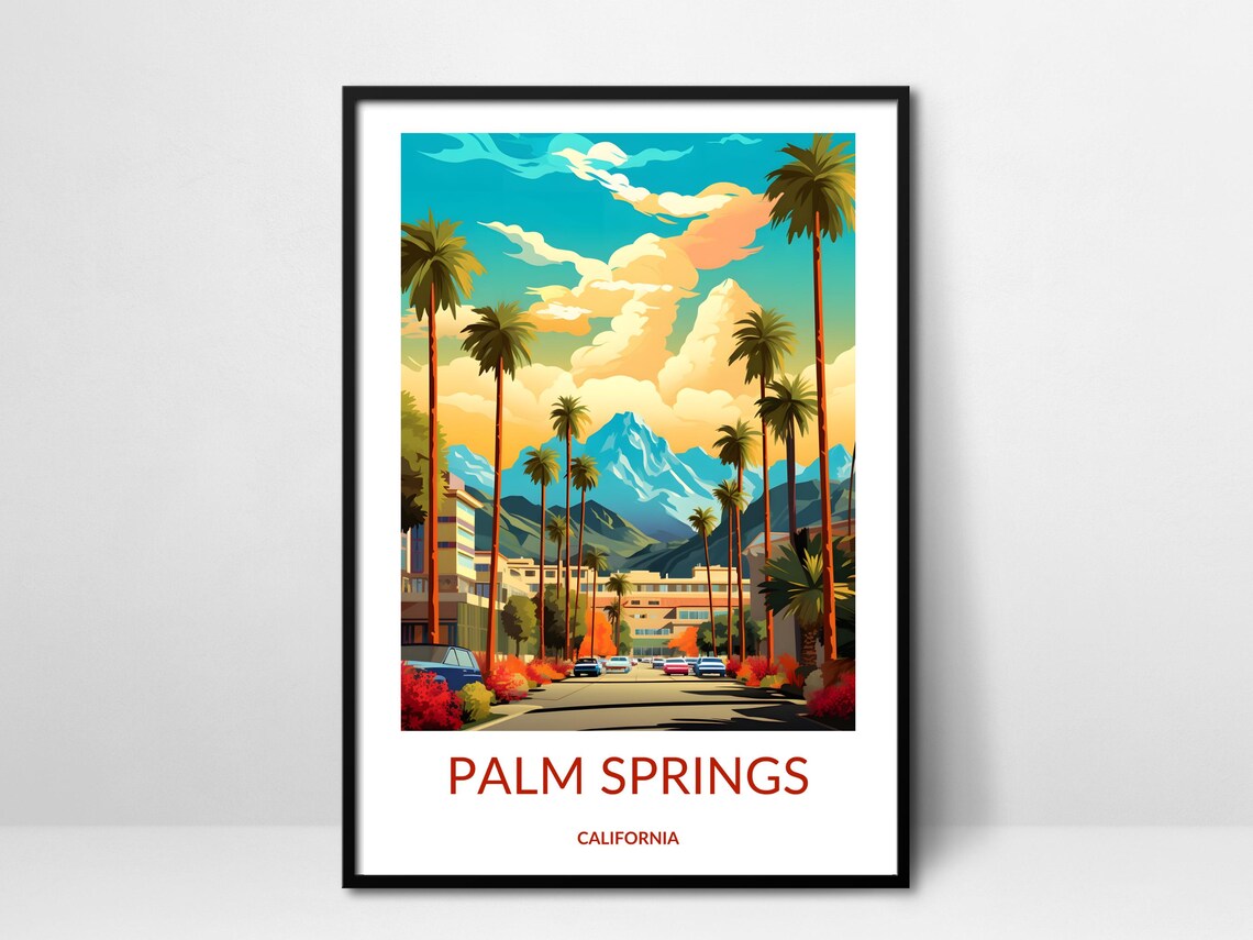 Palm Springs California Palm Avenue Mountain View Travel Poster