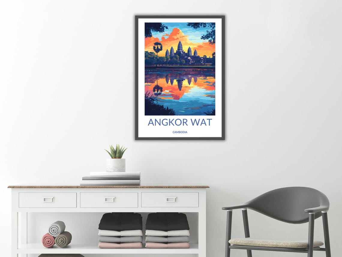 Angkor Wat Cambodia Sunrise Temple Reflection Southeast Asia Poster - Image 2