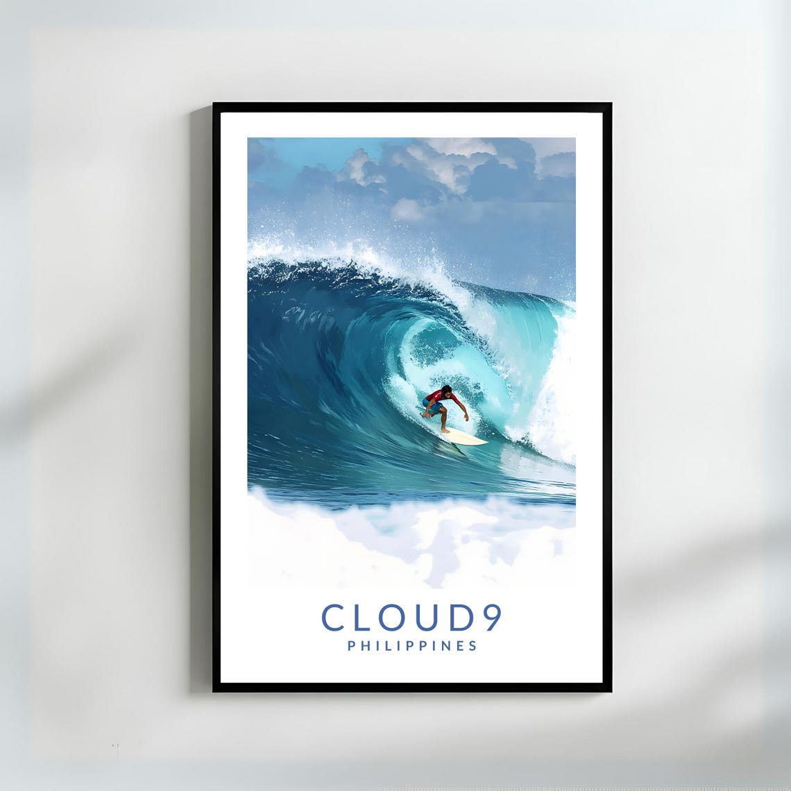Cloud 9 Philippines Barrel Wave Surfer Ride Ocean Travel Poster
