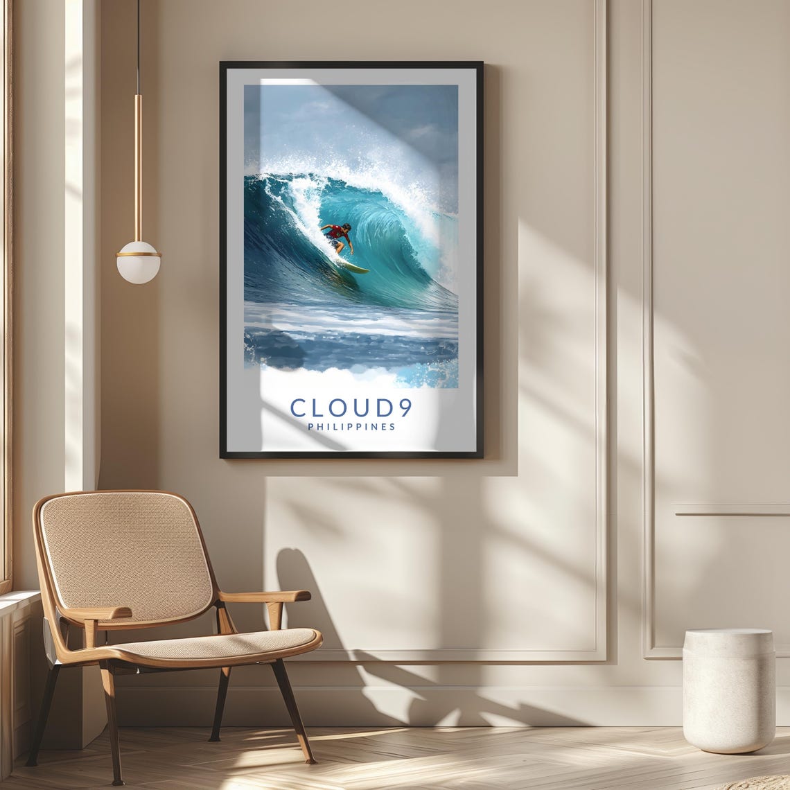 Cloud 9 Philippines Surfer Riding Big Ocean Wave Travel Poster - Image 2