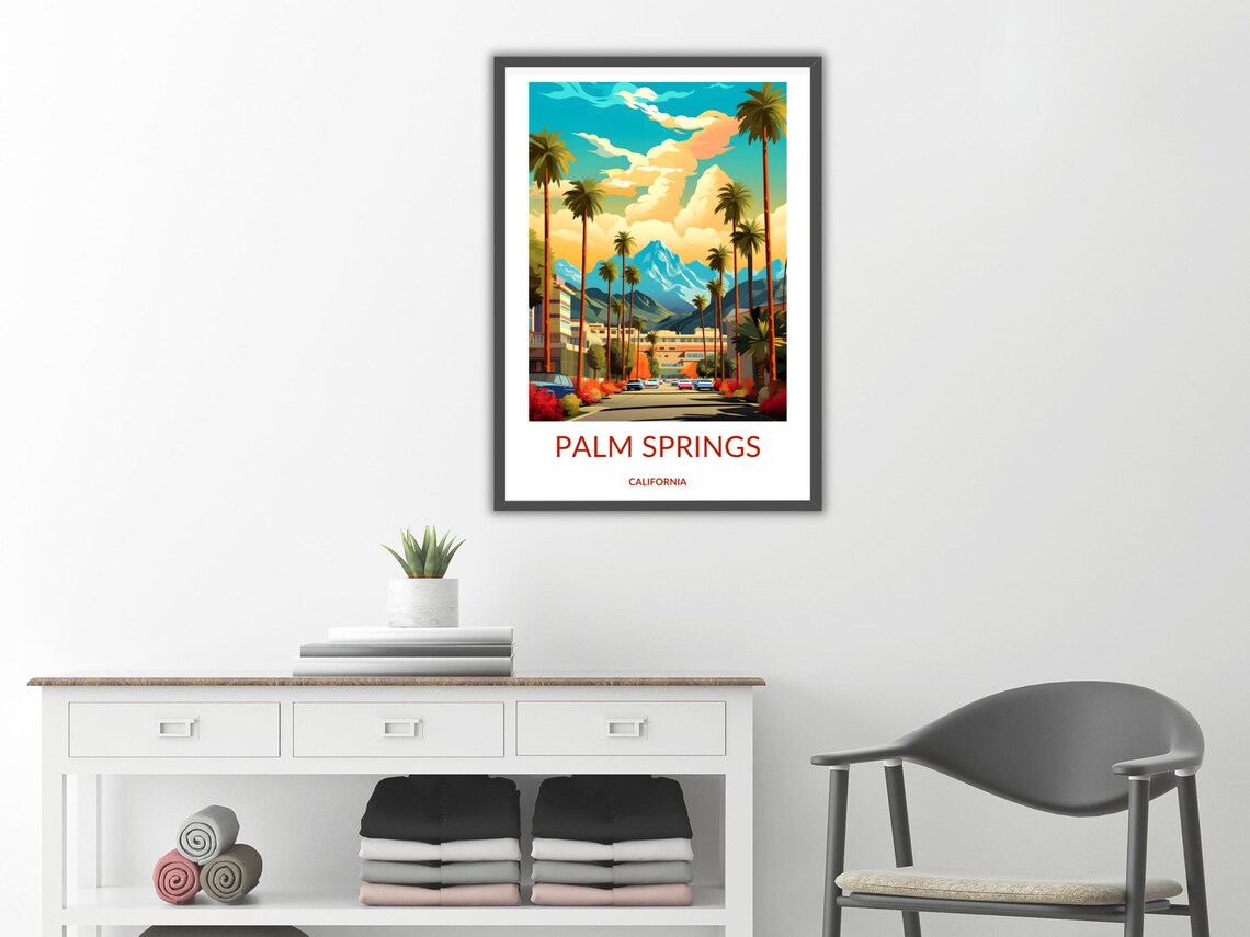 Palm Springs California Palm Avenue Mountain View Travel Poster - Image 2
