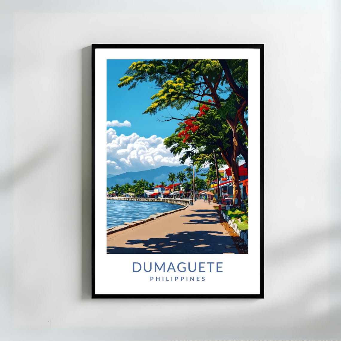 Dumaguete Philippines Shaded Boulevard Seaside Walk Travel Poster