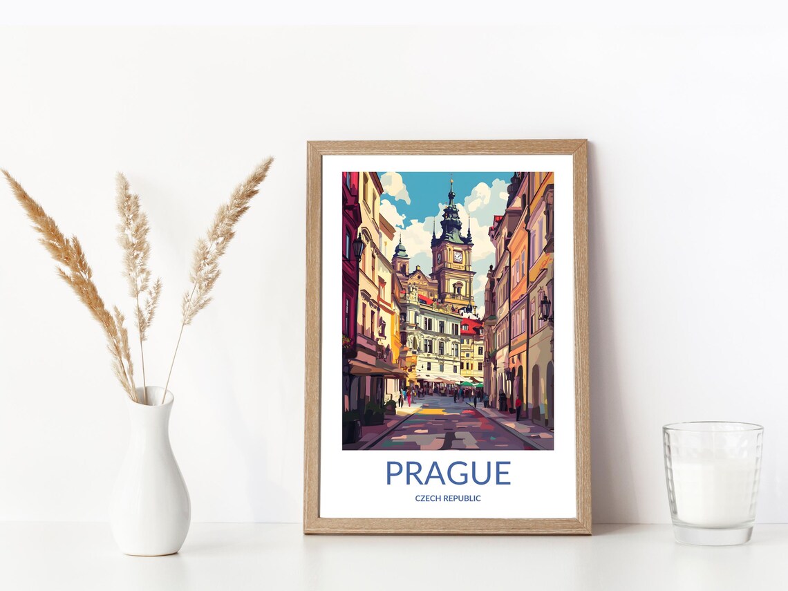 Prague Czech Republic Old Town Clock Tower Street Travel Poster - Image 3