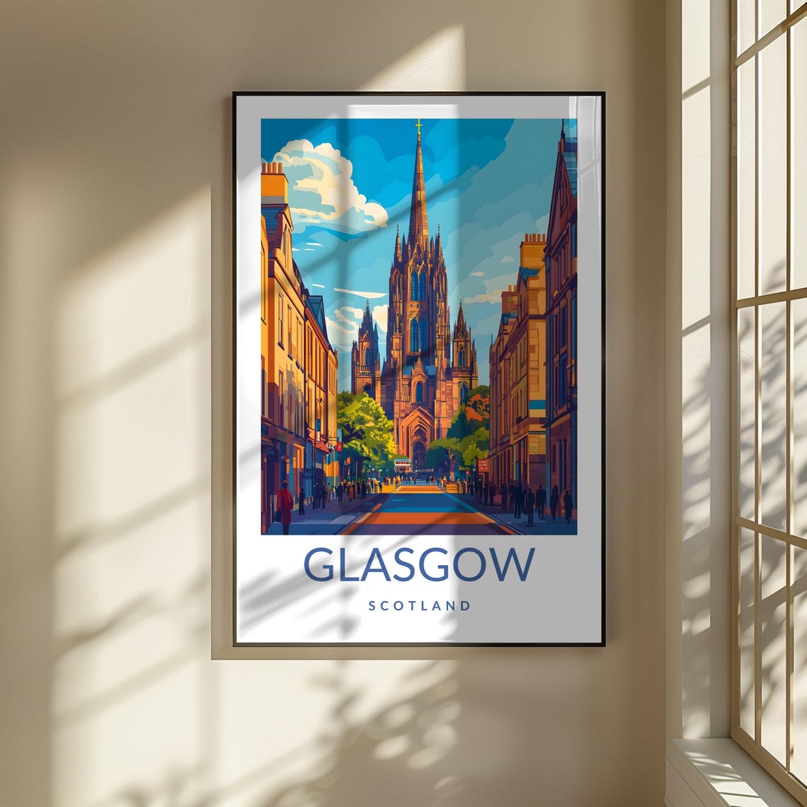 Glasgow Scotland Cathedral Historic Street Scene Travel Poster - Image 3