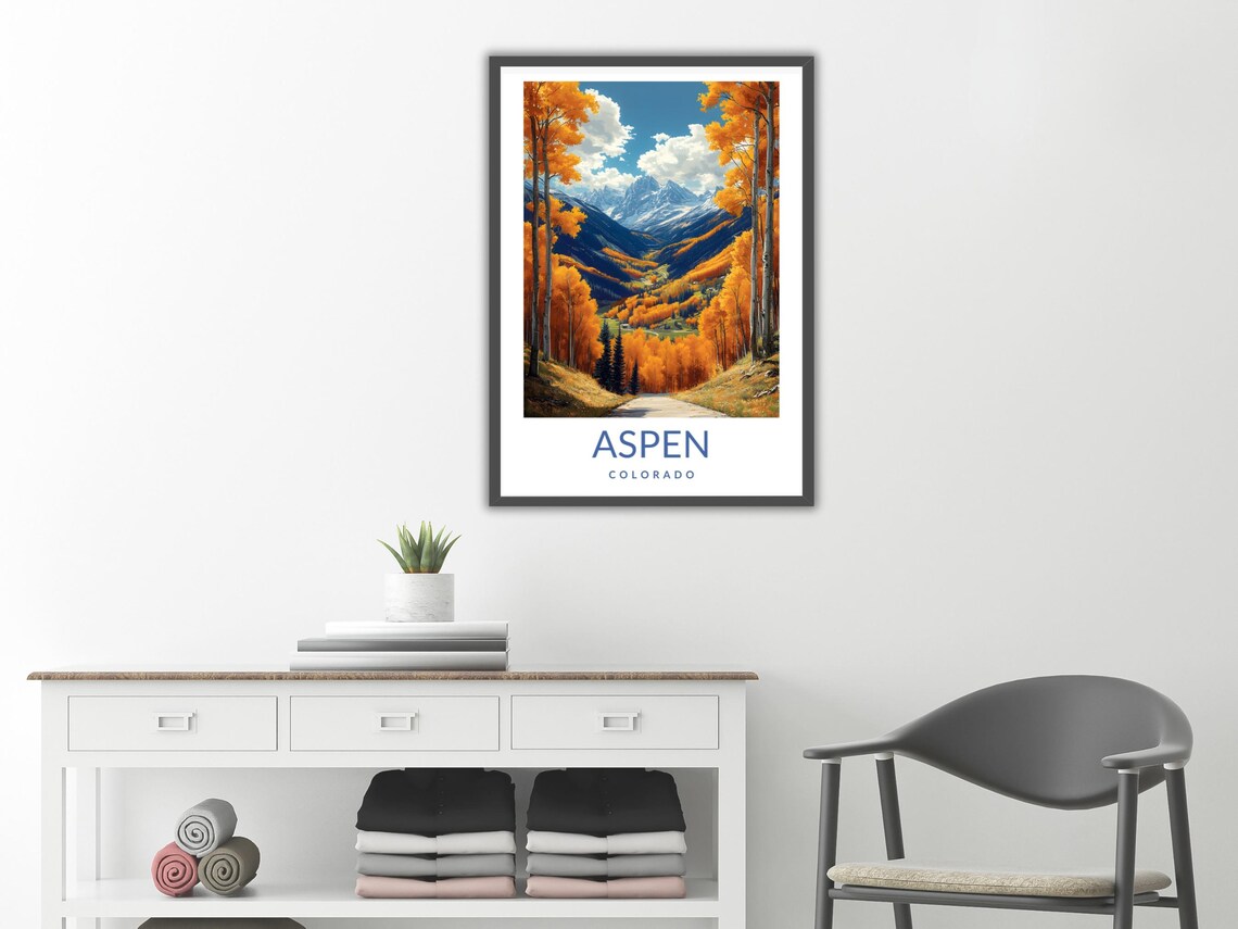 Aspen Colorado Autumn Mountain Poster Golden Fall Foliage Travel Artwork - Image 2