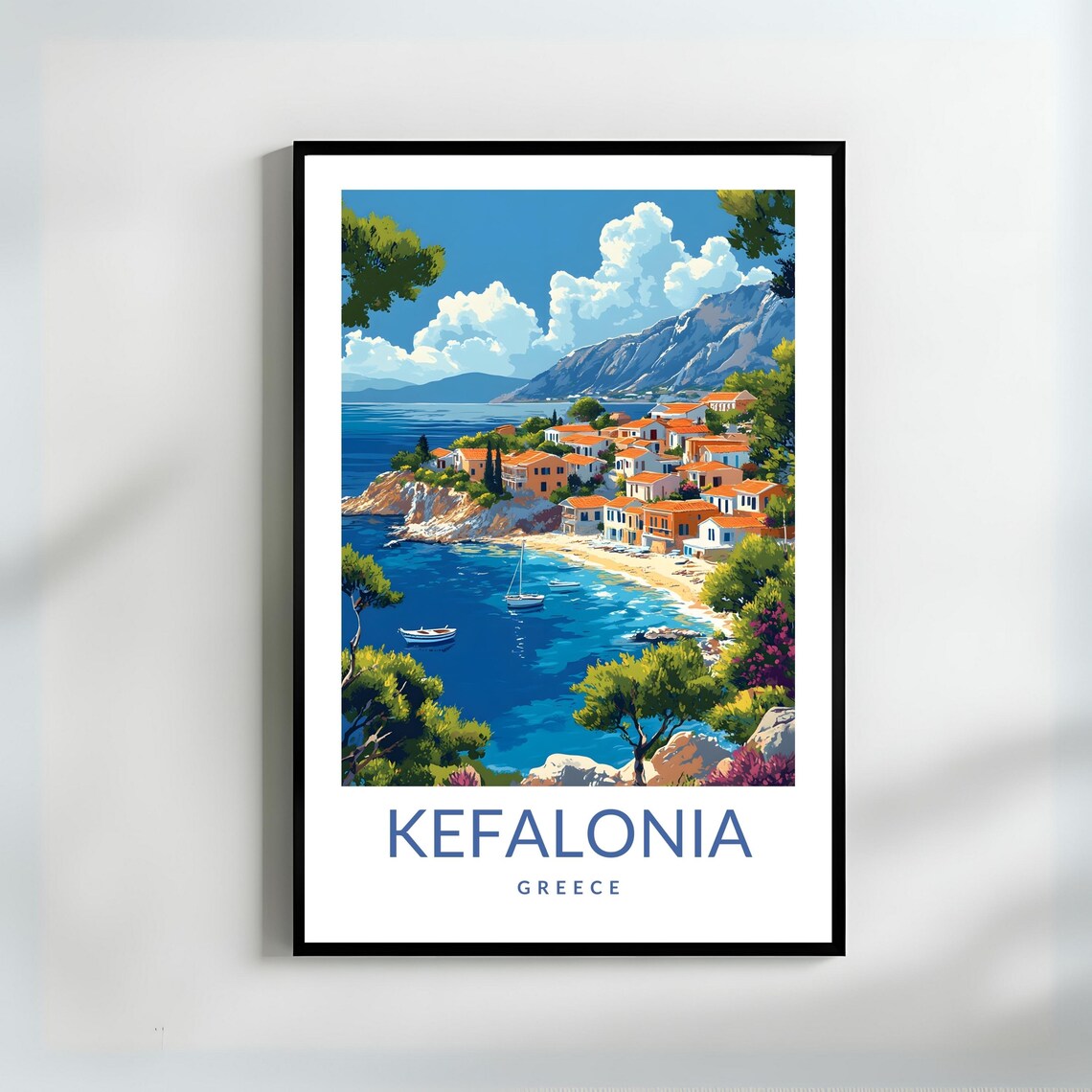 Kefalonia Greece Island Bay Village Greek Coast Travel Poster