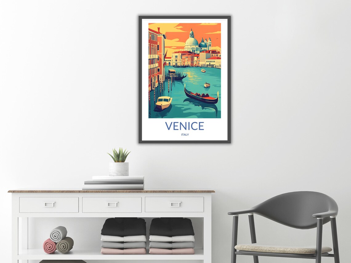 Venice Italy Grand Canal Gondola Ride Sunset Vintage Travel Poster - Image 2