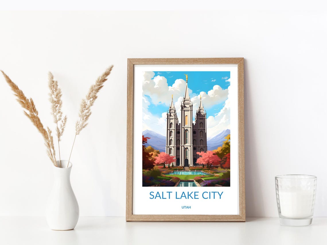 Salt Lake City Travel Poster Salt Lake City Print Salt Lake City Gift Salt Lake City Temple Art Salt Lake City Decor Utah Wall Art Utah Gift - Image 3