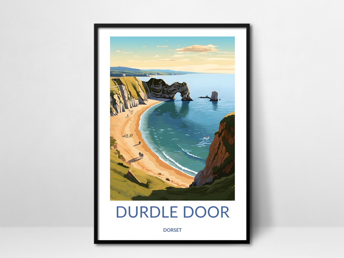 Durdle Door Dorset Beach Arch Sunny Day Coastline Art Poster