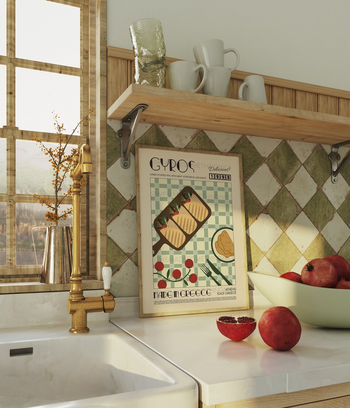 Gyros Kitchen Art Print, Greece Food Poster - Image 3