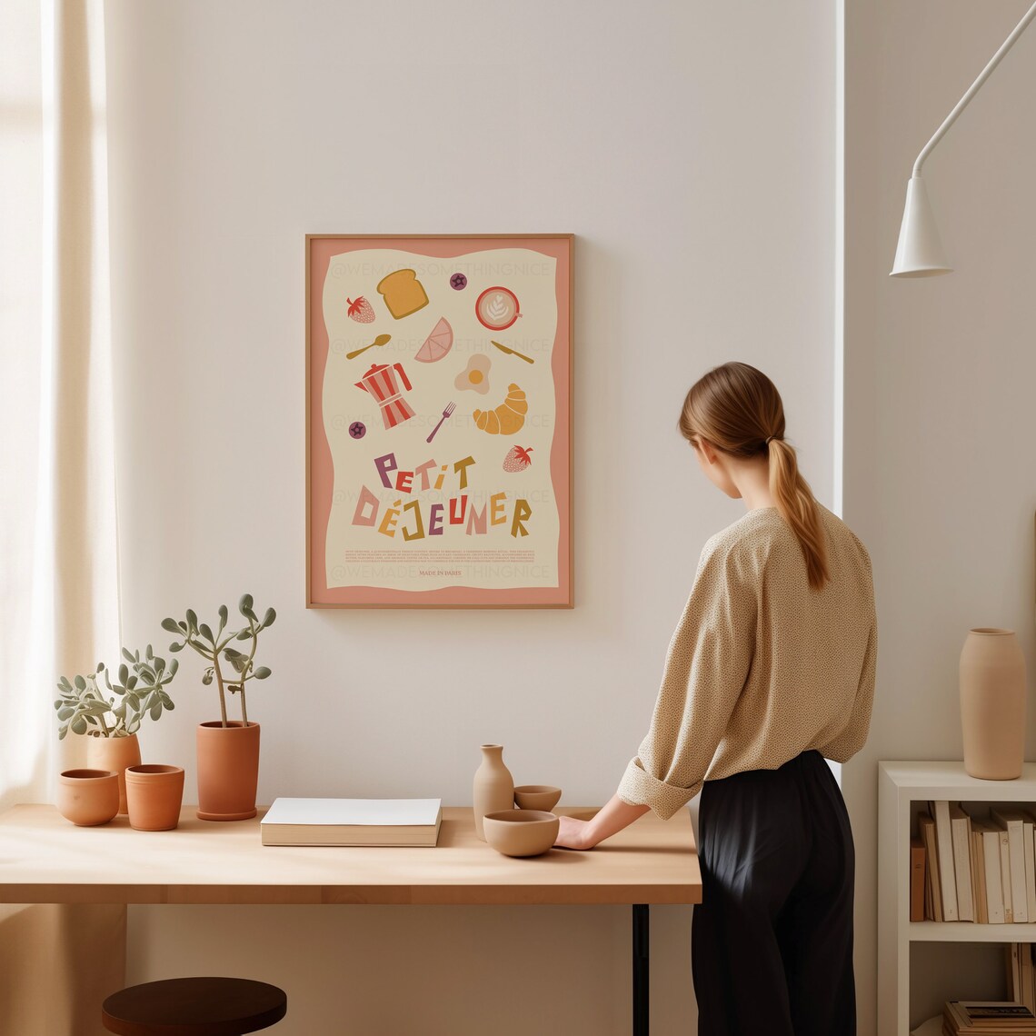 French Breakfast Croissant Poster, Retro Kitchen Art - Image 4
