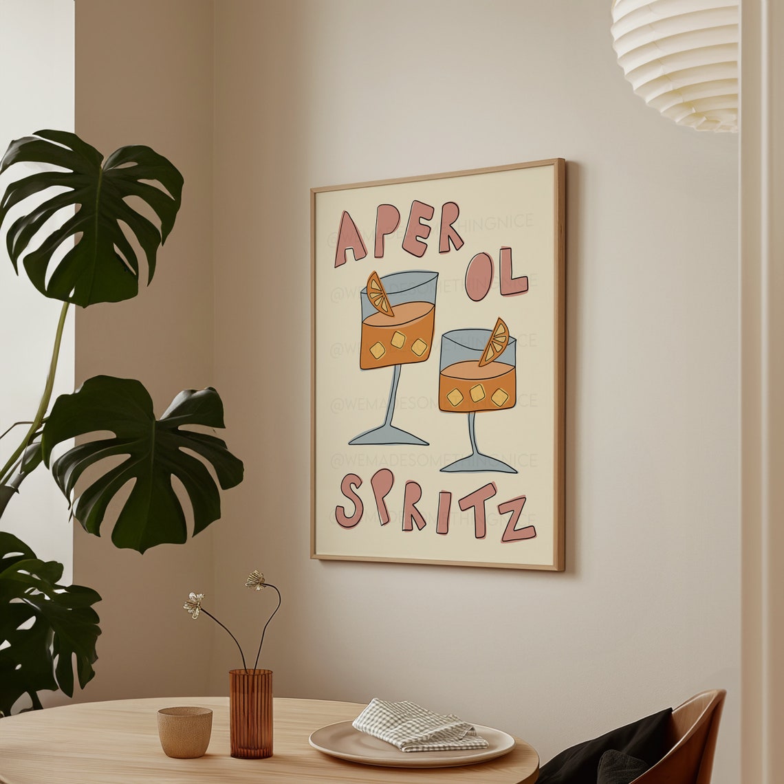 Aperol Spritz Two Glasses Retro Cocktail Illustration Poster - Image 4