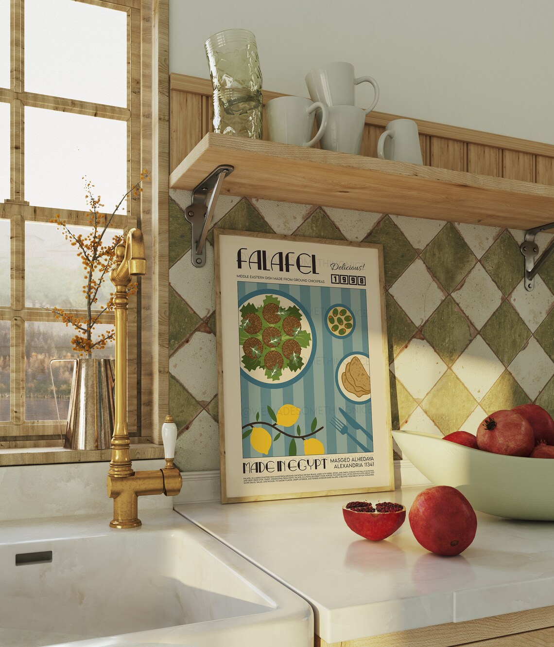 Falafel Print, Mid-Century Modern Kitchen Poster - Image 3
