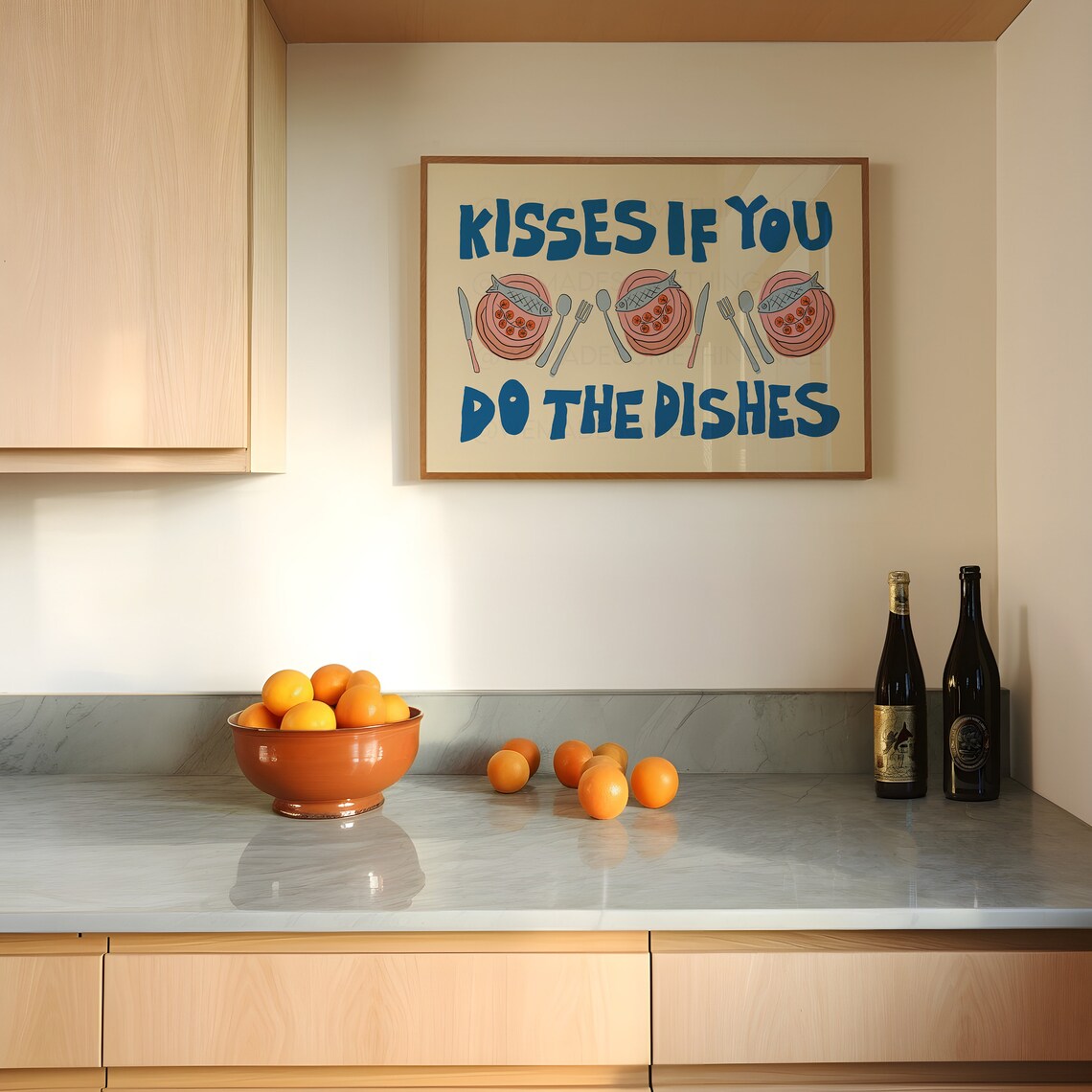 Kisses If You Do The Dishes Kitchen Art Print - Image 5