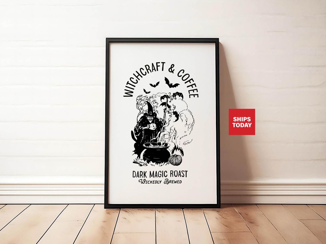 Witchcraft And Coffee Dark Magic Roast Funny Witch Halloween Poster