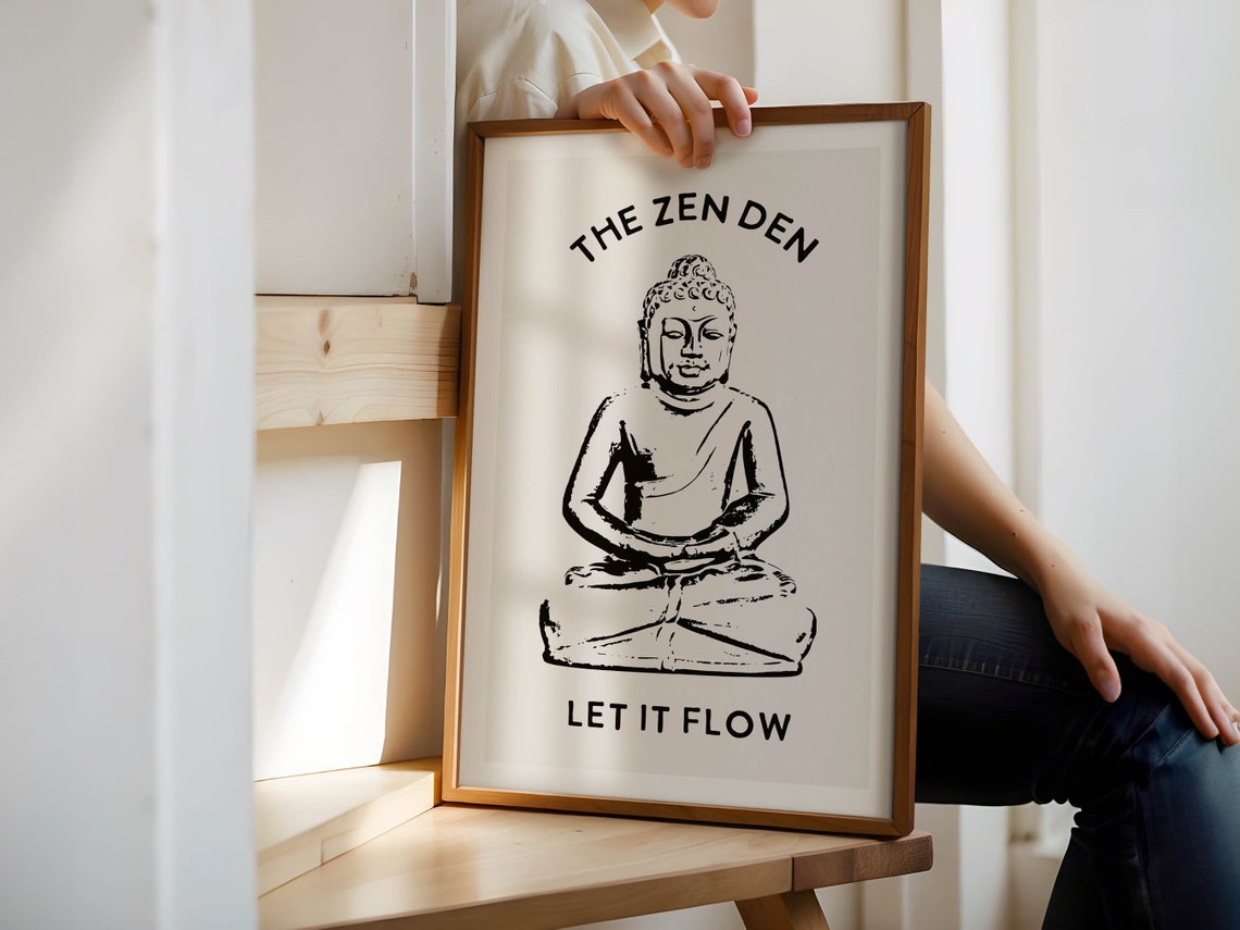 The Zen Den Let It Flow Buddha Minimalist Funny Bathroom Poster - Image 3