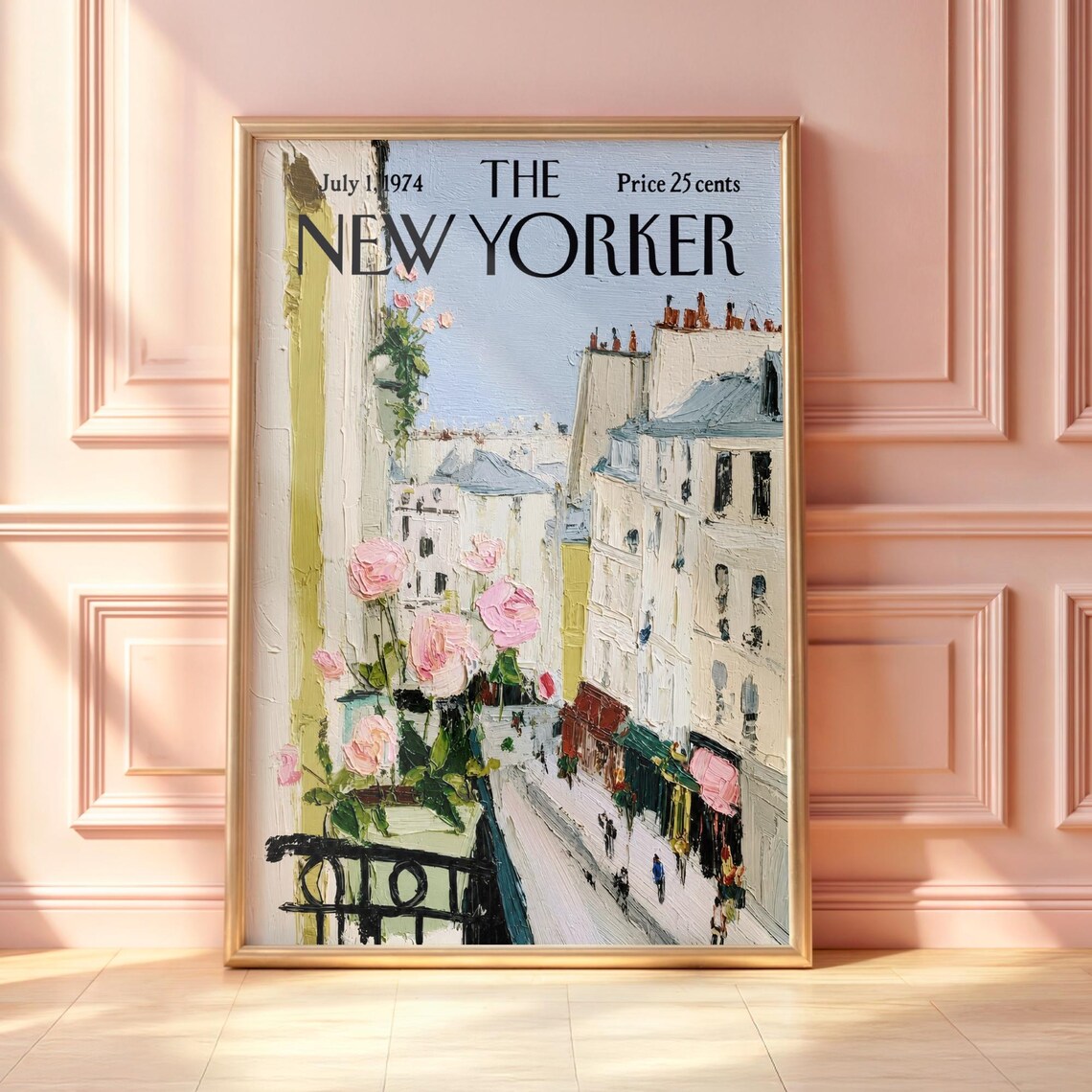 Vintage New Yorker Poster, Paris Balcony Street View Art Print