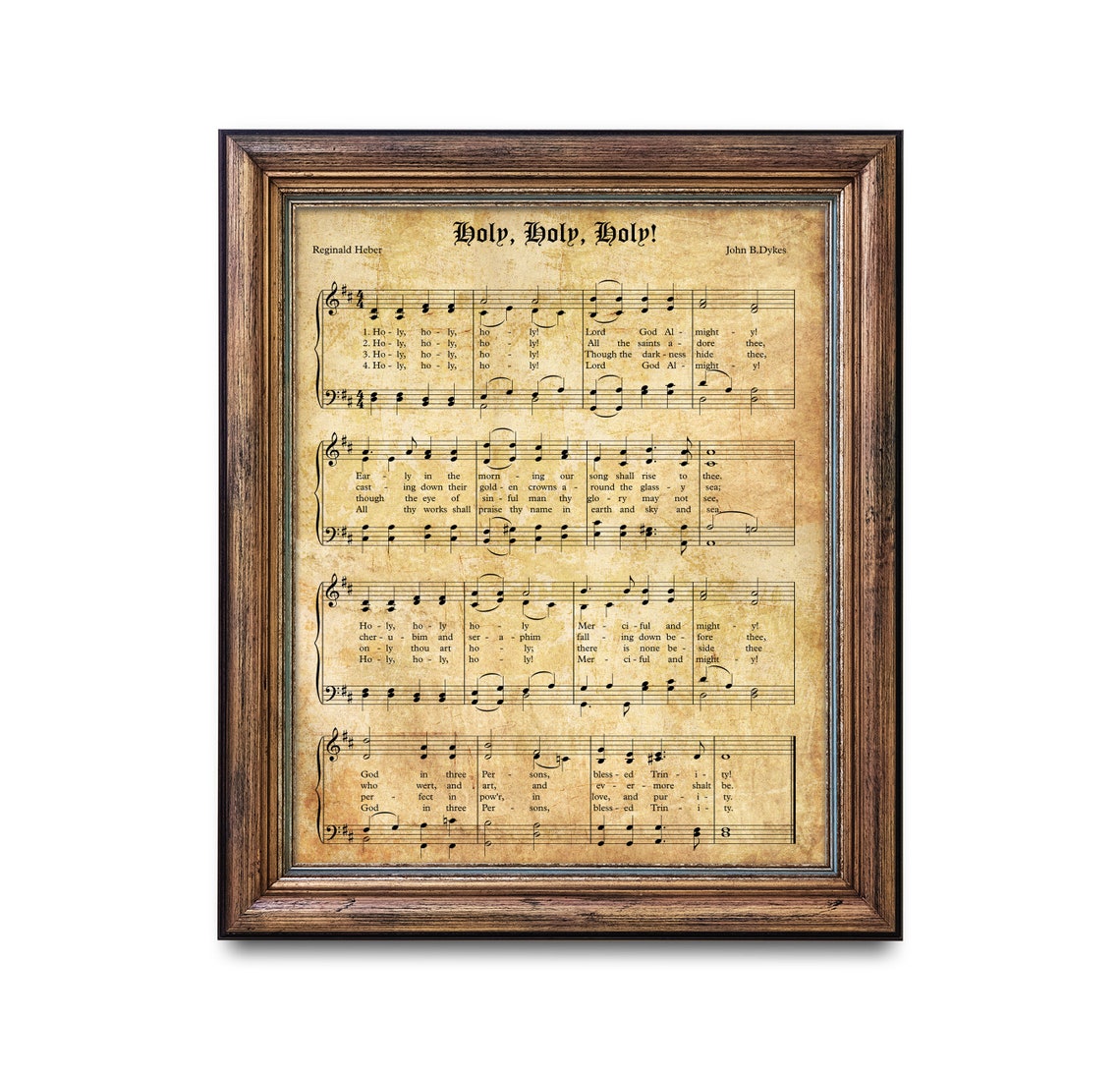 Holy Holy Holy Vintage Hymn Sheet Music Aged Antique Decor Poster