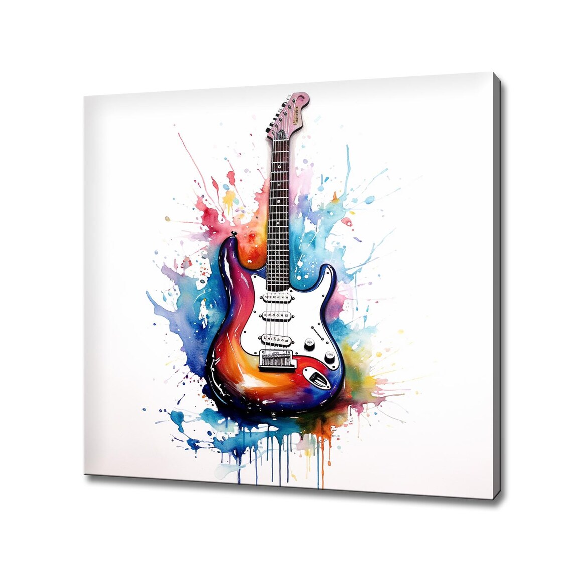 Colourful Electric Guitar Music Watercolour Painting Print Wall Art Music Lover Gift Music Instrument Art Music Themed Wall Decor