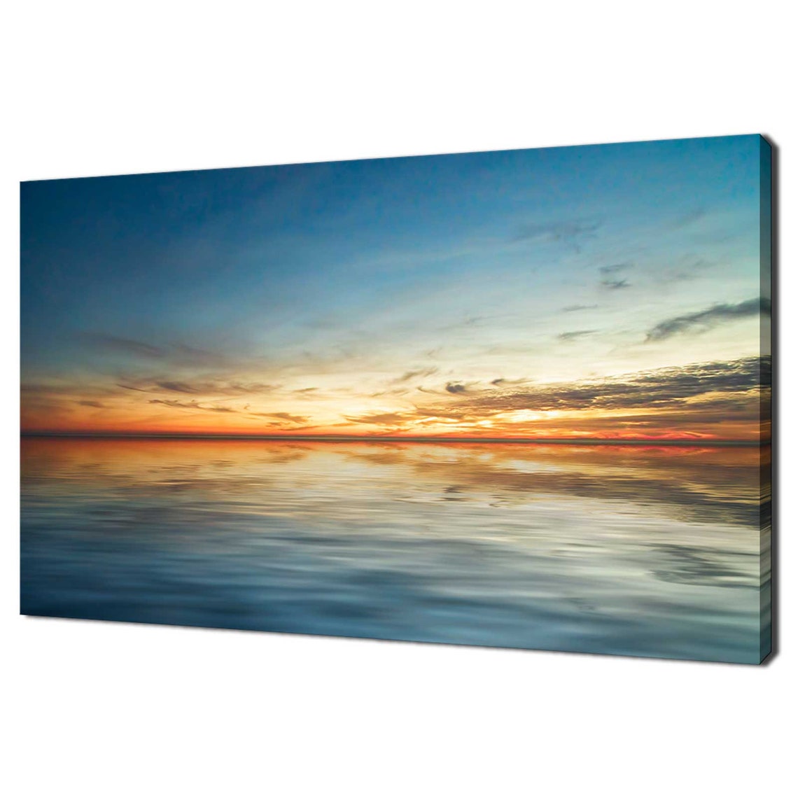 Calm Ocean Sunset Golden Horizon Mirror Reflection Travel Poster